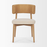 Motley Curved Open Back Cream Fabric and Tan Leather Dining Chair, Set of 2 from Mercana - Luna Furniture