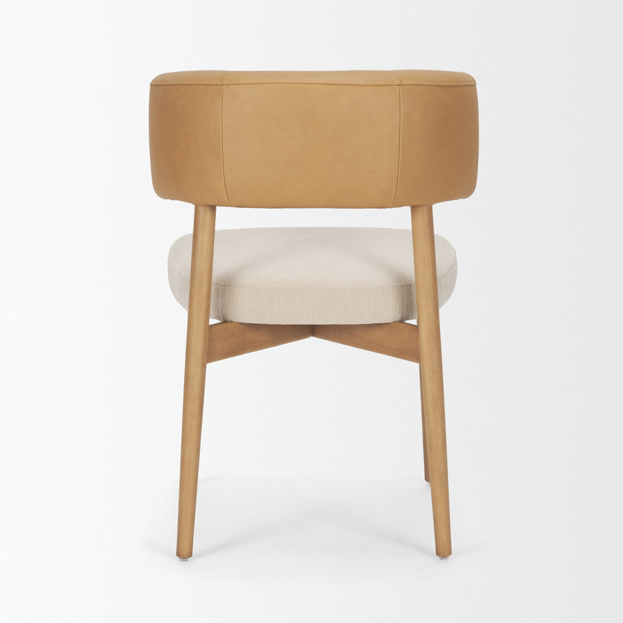 Motley Curved Open Back Cream Fabric and Tan Leather Dining Chair, Set of 2 from Mercana - Luna Furniture