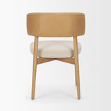 Motley Curved Open Back Cream Fabric and Tan Leather Dining Chair, Set of 2 from Mercana - Luna Furniture