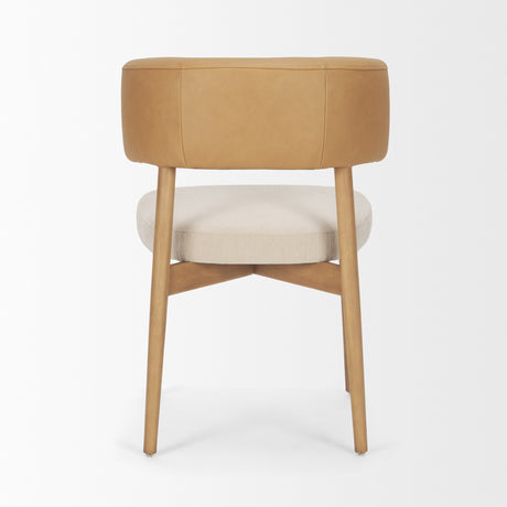 Motley Curved Open Back Cream Fabric and Tan Leather Dining Chair, Set of 2 from Mercana - Luna Furniture