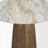 Allyson 32" Round Medium Brown Wood w/ Pink Marble Top Bistro Table from Mercana - Luna Furniture