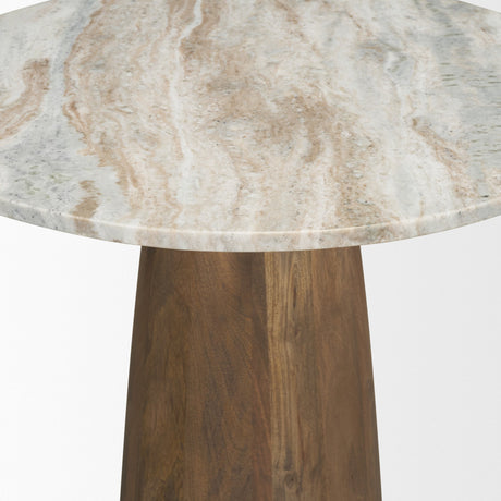 Allyson 32" Round Medium Brown Wood w/ Pink Marble Top Bistro Table from Mercana - Luna Furniture