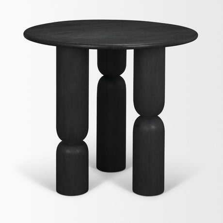Sonel Matte Black Wood Pedestal Foyer Table from Mercana - Luna Furniture