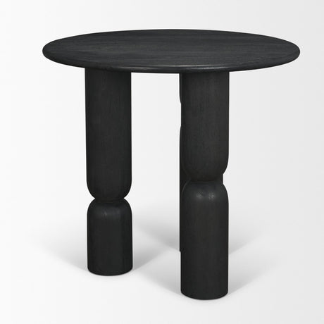 Sonel Matte Black Wood Pedestal Foyer Table from Mercana - Luna Furniture