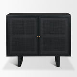 Grier Matte Black Stained Wood w/ Black Cane Accent Cabinet from Mercana - Luna Furniture