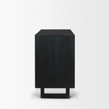 Grier Matte Black Stained Wood w/ Black Cane Accent Cabinet from Mercana - Luna Furniture