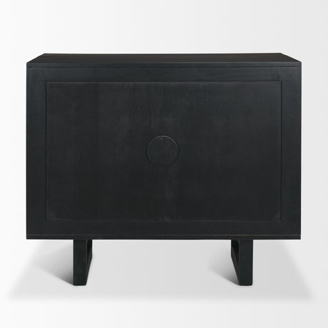 Grier Matte Black Stained Wood w/ Black Cane Accent Cabinet from Mercana - Luna Furniture