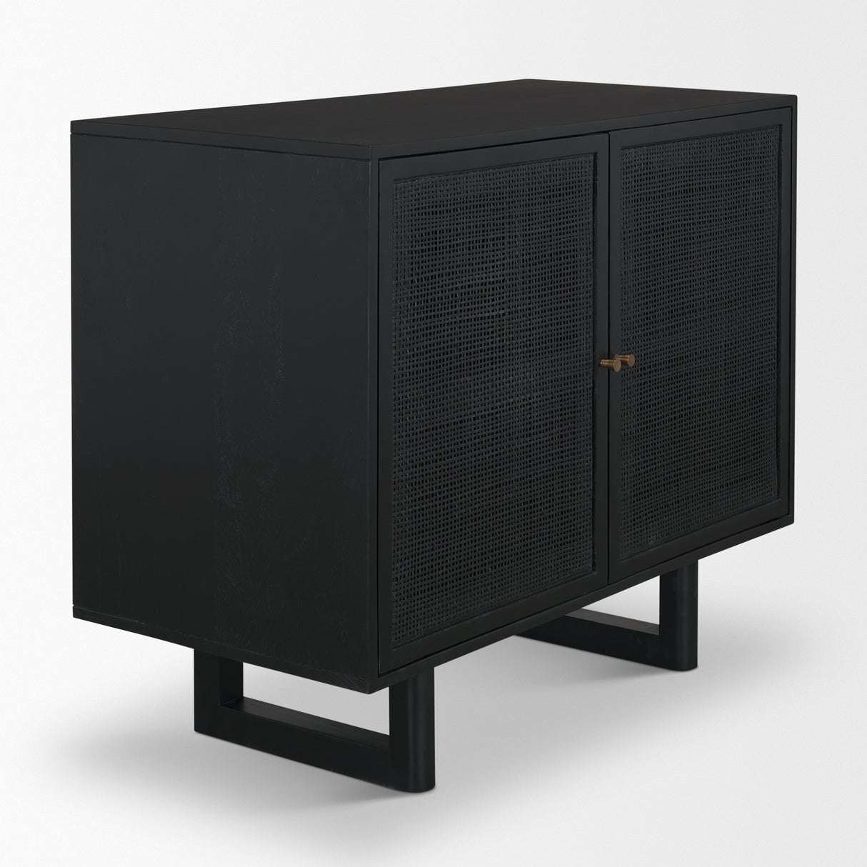 Grier Matte Black Stained Wood w/ Black Cane Accent Cabinet from Mercana - Luna Furniture