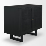 Grier Matte Black Stained Wood w/ Black Cane Accent Cabinet from Mercana - Luna Furniture