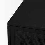 Grier Matte Black Stained Wood w/ Black Cane Accent Cabinet from Mercana - Luna Furniture