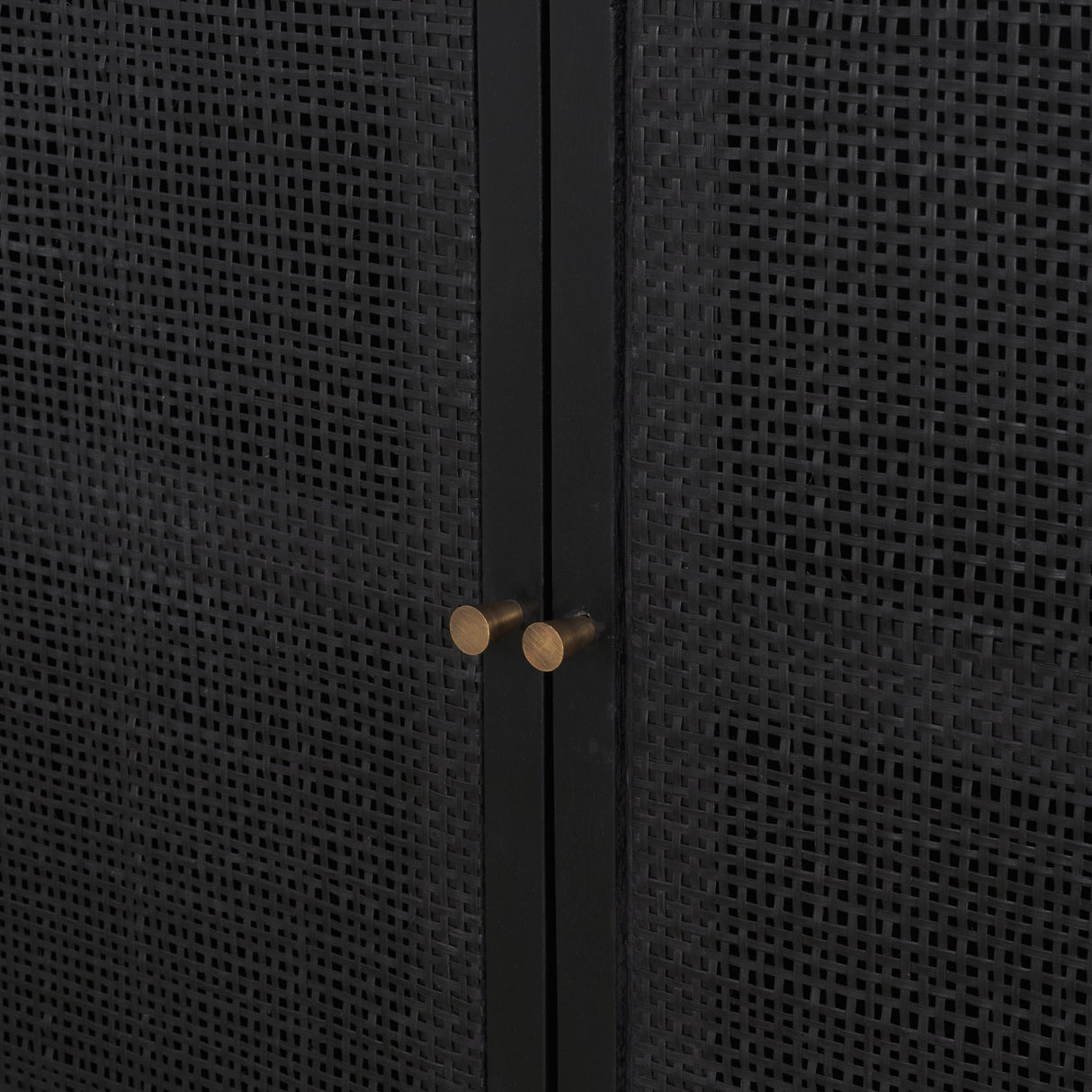 Grier Matte Black Stained Wood w/ Black Cane Accent Cabinet from Mercana - Luna Furniture