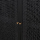Grier Matte Black Stained Wood w/ Black Cane Accent Cabinet from Mercana - Luna Furniture