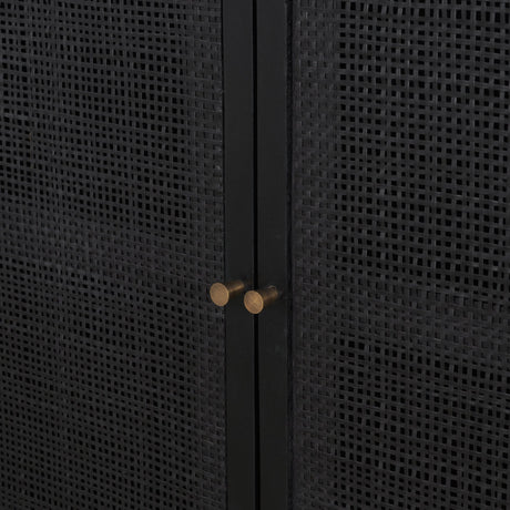 Grier Matte Black Stained Wood w/ Black Cane Accent Cabinet from Mercana - Luna Furniture