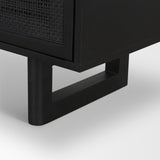 Grier Matte Black Stained Wood w/ Black Cane Accent Cabinet from Mercana - Luna Furniture