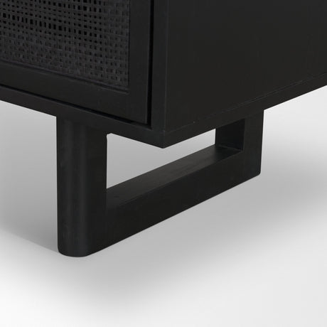 Grier Matte Black Stained Wood w/ Black Cane Accent Cabinet from Mercana - Luna Furniture