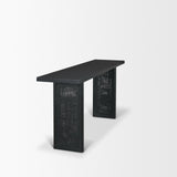Grier 65" Black Wood w/ Black Cane Console Table from Mercana - Luna Furniture