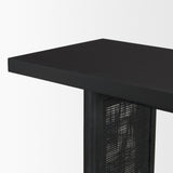Grier 65" Black Wood w/ Black Cane Console Table from Mercana - Luna Furniture