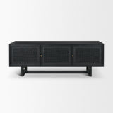 Grier 65" Black Solid Wood W/ Black Cane Media Console from Mercana - Luna Furniture
