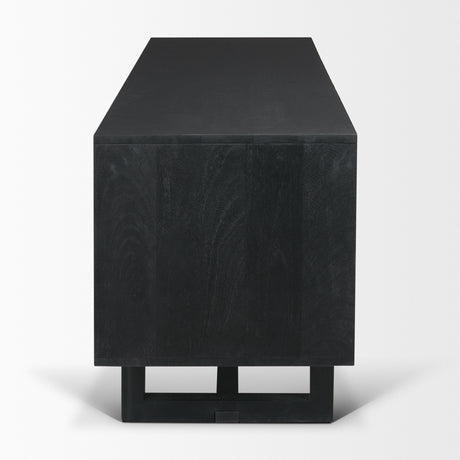 Grier 65" Black Solid Wood W/ Black Cane Media Console from Mercana - Luna Furniture