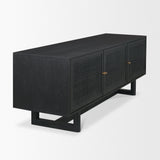 Grier 65" Black Solid Wood W/ Black Cane Media Console from Mercana - Luna Furniture