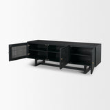 Grier 65" Black Solid Wood W/ Black Cane Media Console from Mercana - Luna Furniture