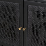 Grier 65" Black Solid Wood W/ Black Cane Media Console from Mercana - Luna Furniture