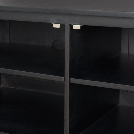 Grier 65" Black Solid Wood W/ Black Cane Media Console from Mercana - Luna Furniture