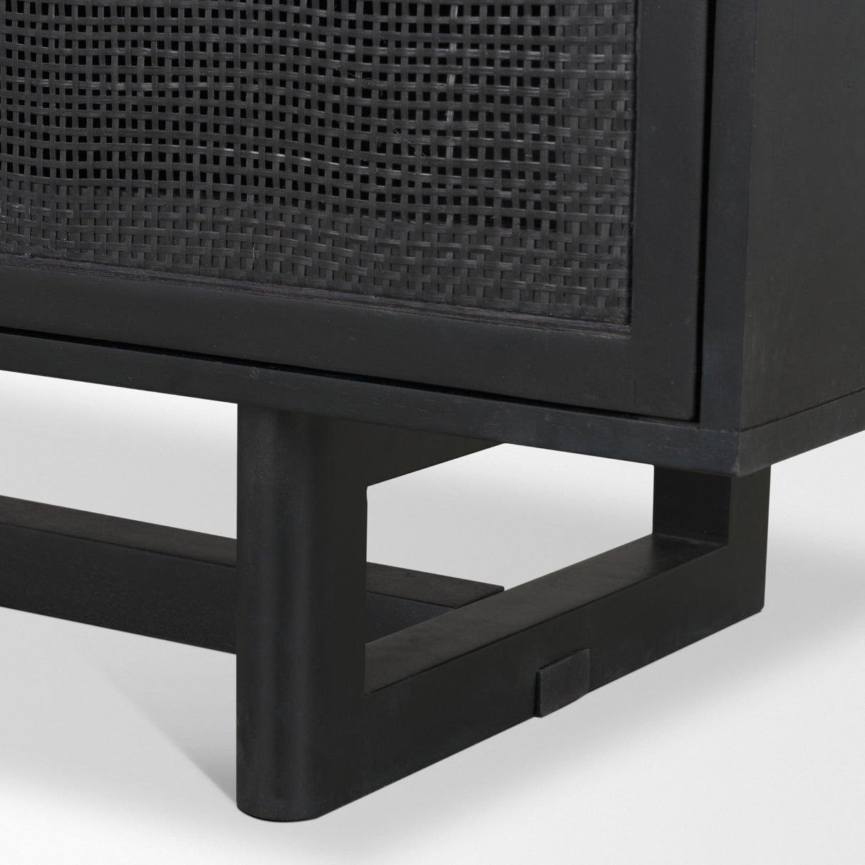 Grier 65" Black Solid Wood W/ Black Cane Media Console from Mercana - Luna Furniture
