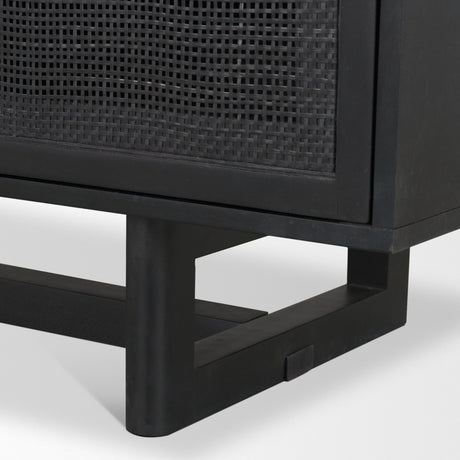 Grier 65" Black Solid Wood W/ Black Cane Media Console from Mercana - Luna Furniture