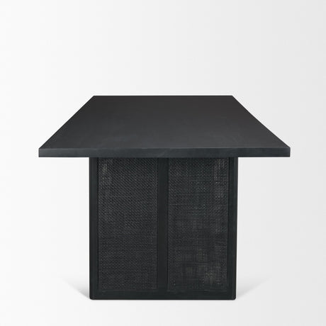 Grier 84" Black Wood w/ Black Cane Dining Table from Mercana - Luna Furniture