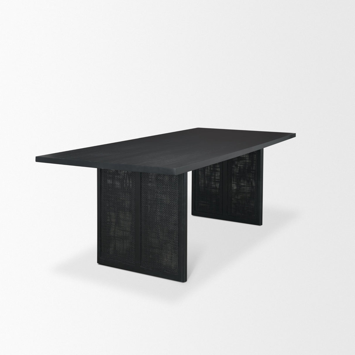 Grier 84" Black Wood w/ Black Cane Dining Table from Mercana - Luna Furniture