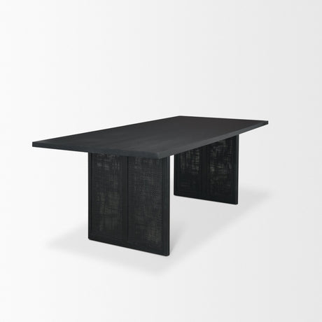 Grier 84" Black Wood w/ Black Cane Dining Table from Mercana - Luna Furniture
