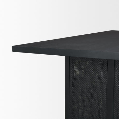 Grier 84" Black Wood w/ Black Cane Dining Table from Mercana - Luna Furniture