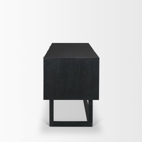 Grier 60" Black Solid Wood W/ Black Cane Office Desk from Mercana - Luna Furniture