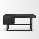 Grier 60" Black Solid Wood W/ Black Cane Office Desk from Mercana - Luna Furniture