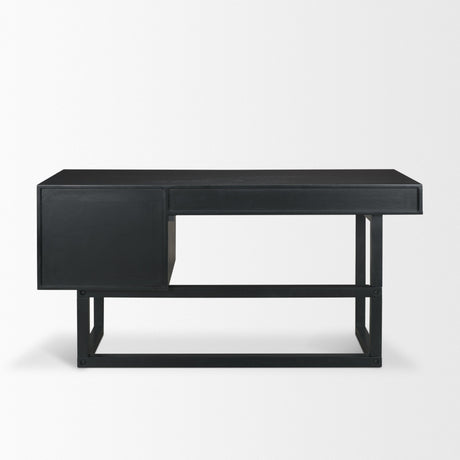 Grier 60" Black Solid Wood W/ Black Cane Office Desk from Mercana - Luna Furniture