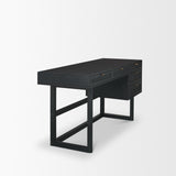 Grier 60" Black Solid Wood W/ Black Cane Office Desk from Mercana - Luna Furniture
