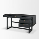 Grier 60" Black Solid Wood W/ Black Cane Office Desk from Mercana - Luna Furniture