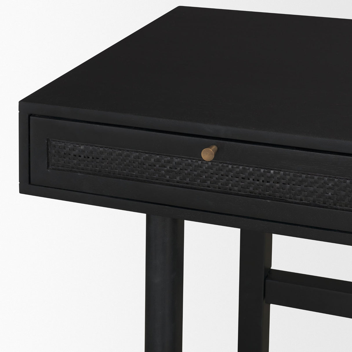 Grier 60" Black Solid Wood W/ Black Cane Office Desk from Mercana - Luna Furniture