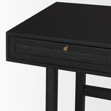Grier 60" Black Solid Wood W/ Black Cane Office Desk from Mercana - Luna Furniture
