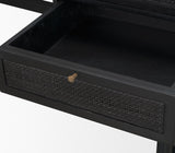 Grier 60" Black Solid Wood W/ Black Cane Office Desk from Mercana - Luna Furniture