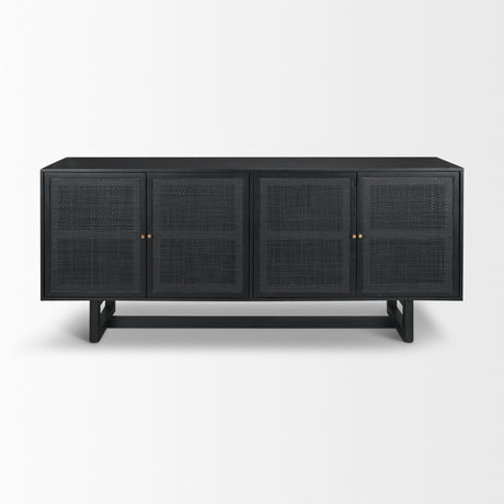 Grier 72" Black Wood W/ Black Cane Sideboard from Mercana - Luna Furniture