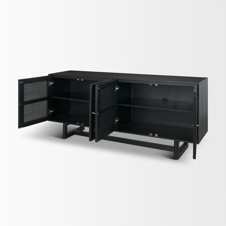 Grier 72" Black Wood W/ Black Cane Sideboard from Mercana - Luna Furniture