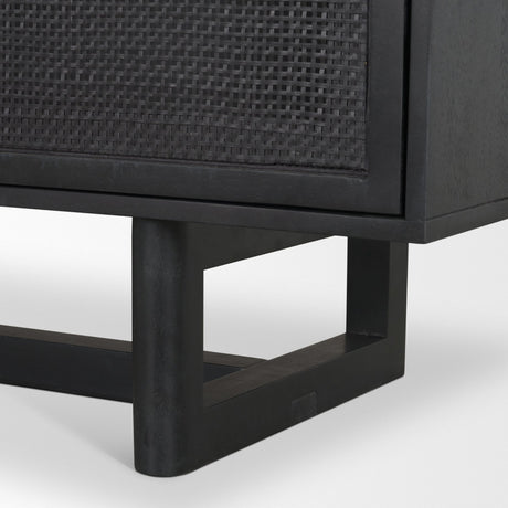 Grier 72" Black Wood W/ Black Cane Sideboard from Mercana - Luna Furniture
