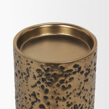 Akira Small Hammered Gold Metal Pillar Candle Holder from Mercana - Luna Furniture