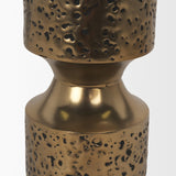 Akira Small Hammered Gold Metal Pillar Candle Holder from Mercana - Luna Furniture