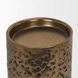 Akira Large Hammered Gold Metal Pillar Candle Holder from Mercana - Luna Furniture