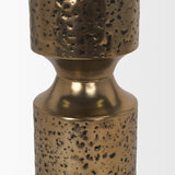 Akira Large Hammered Gold Metal Pillar Candle Holder from Mercana - Luna Furniture