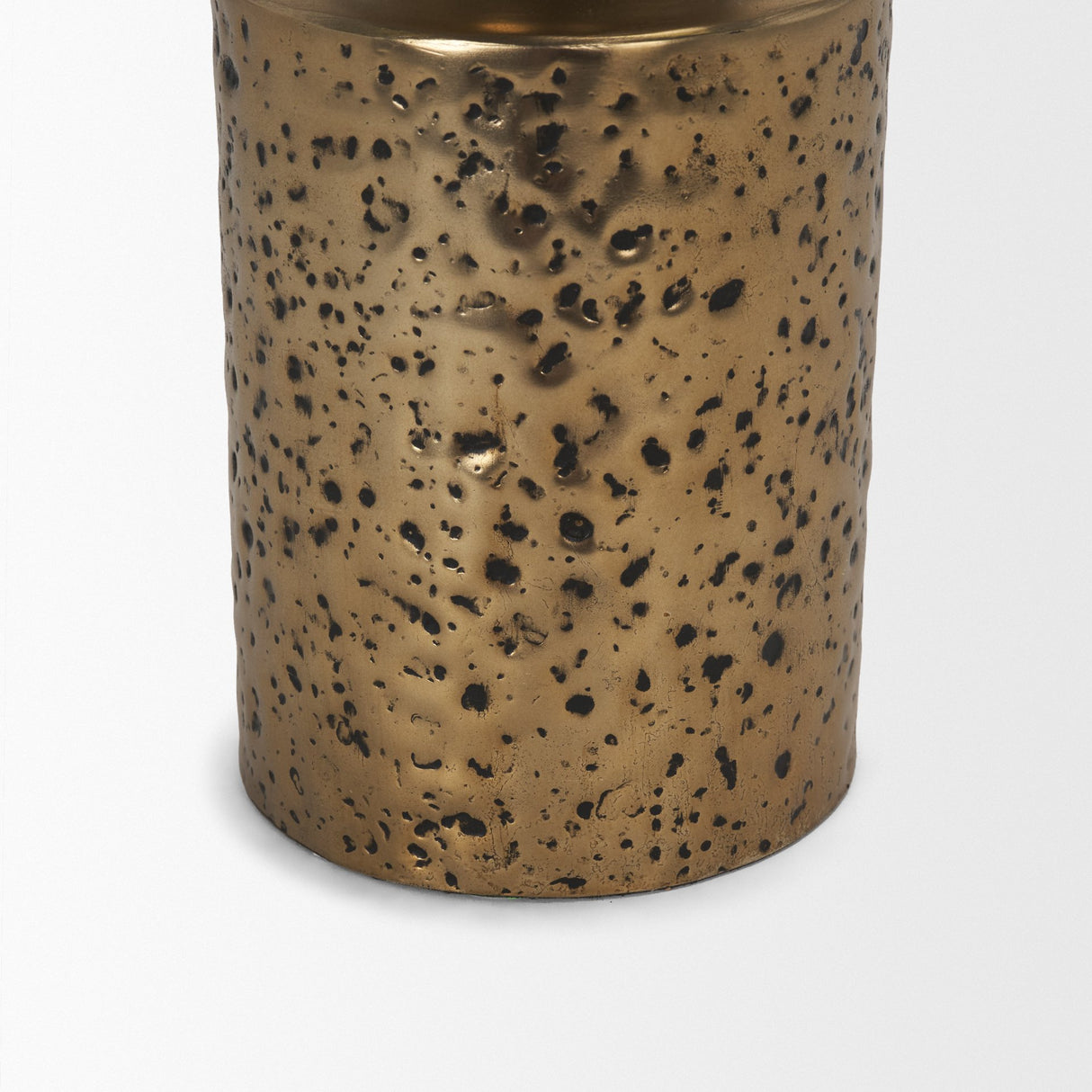 Akira Large Hammered Gold Metal Pillar Candle Holder from Mercana - Luna Furniture