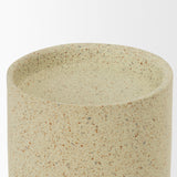 Akira Small Textured Beige Metal Pillar Candle Holder from Mercana - Luna Furniture
